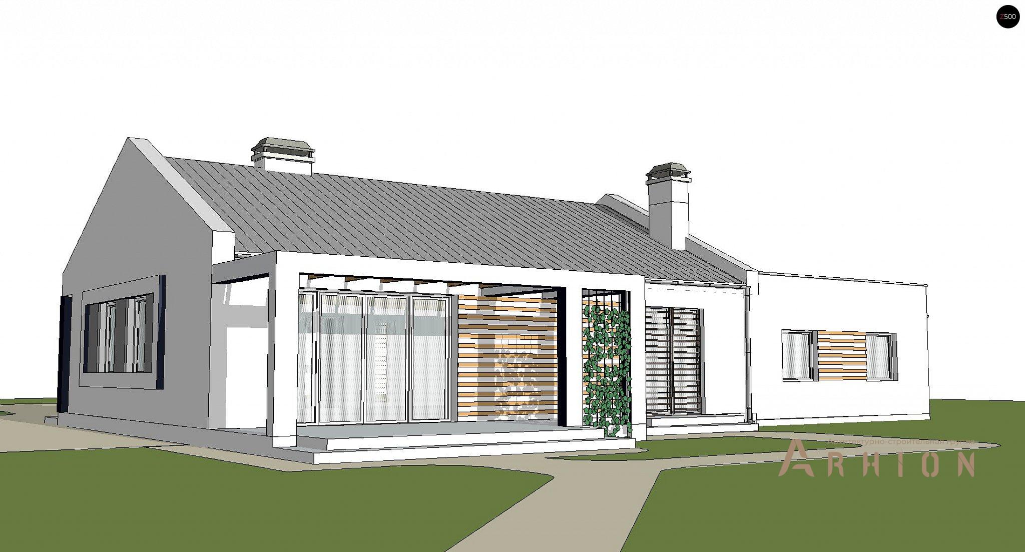 2. Проект одноэтажного дома в стиле барн с двускатной кровлей, Z251 GL2, площадью - 152 кв c терассой, гаражом